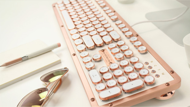 AZIO white copper mechanical retro keyboard